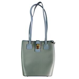 Vintage Dooney & Bourke Cabrio Blue Perforated Leather Bucket Tote USA
